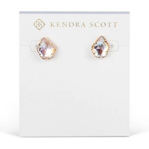 Kendra Scott Tessa Rose Gold-Plated Iridescent Dichroic Glass Stud Earrings NWT